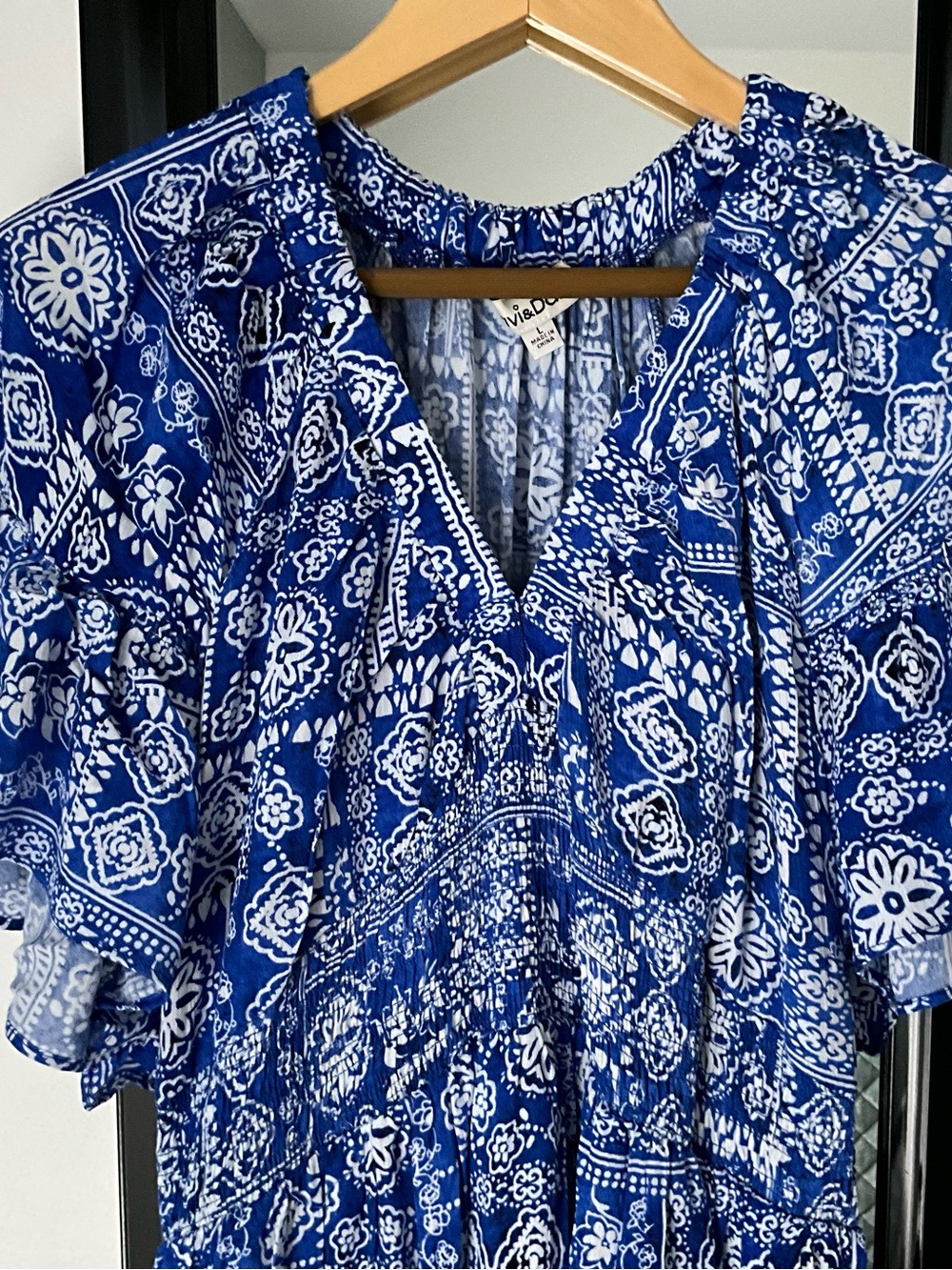 Blue Printed Maxi Dress - Women's Summer Style
